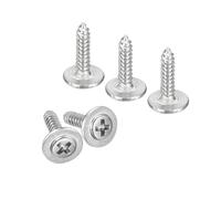 TA-VIGOR 100Pcs Self Tapping Screws with Washer, M1.4*6*4mm Phillips Pan Head Screw, Round Head Tapping Screws, 304 Stainless Steel Machine Wood Fasteners Bolts for Wood Drywall Furniture Repairing
