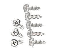 TA-VIGOR 100Pcs Self Tapping Screws with Washer, M3 x 10mm Phillips Wood Screw, Hex Flange Head Self Drilling Screws, 304 Stainless Steel Metal Screw Bolts for Wood Drywall Furniture Repairing