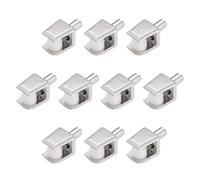 TA-VIGOR 10pcs 3-8mm Glass Shelf Clamp Pegs, Zinc Alloy Shelf Support Brackets Clip Shaft Mount for Thick Glass/Acrylic/Wood (with White Screw)
