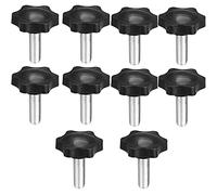 TA-VIGOR 10Pcs Clamping Screw Knob Star Shaped M8 x 20mm, 38mm Dia Plum Hex Shaped Plastic Head Clamping Knob Male Thread Grips