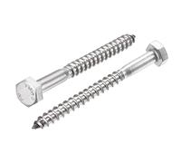 TA-VIGOR 10Pcs Coach Screws, M6 x 70mm Hex Head Lag Bolts, 304 Stainless Steel Sleeper Concrete Wood Screw Hexagon Lag Half Thread Self-Tapping Bolts for Outdoor Use in Decking, Fencing