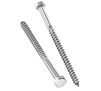 TA-VIGOR 10Pcs Coach Screws, M8 x 120mm Hex Head Lag Bolts, 304 Stainless Steel Sleeper Concrete Wood Screw Hexagon Lag Half Thread Self-Tapping Bolts for Outdoor Use in Decking, Fencing