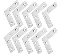 TA-VIGOR 10Pcs L Shape Flat Fixing Mending Plates 50mmx50mm, Stainless Steel Corner Brace Brackets Mending Repair for Wood Connector, Silver