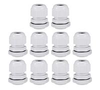 TA-VIGOR 10Pcs M22 x 1.5 Cable Gland, IP68 Waterproof Adjustable Plastic Nylon Wire Connectors Gland Joints for 7mm-12mm Cables, Locknut Stuffing Glands with Locknut and Washer - White