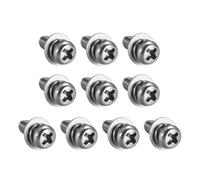 TA-VIGOR 10pcs M4 x 6mm Phillips Pan Head Machine Screws Bolts with Spring and Plain Washers, 304 Stainless Steel Phillips Machine Screw for Heavy-duty Fastening