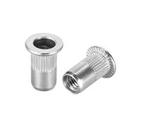 TA-VIGOR 10Pcs M5 Rivet Nuts, 304 Stainless Steel Knurled Flat Head Threaded Insert Nut Silver for Automotive Furniture