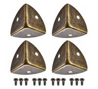 TA-VIGOR 10Pcs Metal Corner Protectors, 30 x 30 x 30mm Edge Guard Decorative Corner Bracket, Bronze Angle Brace Cover for Tables Chests Suitcase Jewelry Box, with 30Pcs Screws