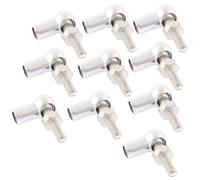 TA-VIGOR 10Pcs Rod End Ball Bearing with Stud, Right-Hand Female Thread M8x1.25mm and Right-Hand Male Thread M8x1.25mm, L-Shaped Spherical Joint for Gas Strut, Stainless Steel Angle Ball Socket