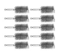 TA-VIGOR 10Pcs Stainless Steel Wire Bore Brush Set 28mm Dia 4" Long , 1/4" Hex Shank Wire Brush for Drill, Pipe Tube Cleaning Brush for Metal Pipes Ports Bearings Rust Removal