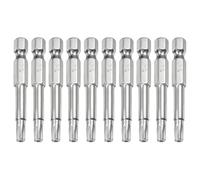 TA-VIGOR 10Pcs T25 Torx Head Screwdriver Bits 1/4 Inch Hex Shank, 50mm Long Magnetic Tamper Proof Star S2 Steel Security Torx Bits with Hole for Impact Driver Drill Bits Hand Tools