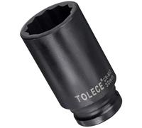 TA-VIGOR 12-Point Deep Impact Socket, 1/2-Inch Drive 30mm Metric Spindle Axle Nut Socket Driver Wrench, Durable CR-MO Steel 78mm Length Nut Impact Socket for Auto Repair Easy Removal