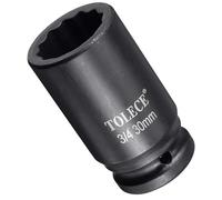 TA-VIGOR 12-Point Deep Impact Socket, 3/4-Inch Drive 30mm Metric Spindle Axle Nut Socket Driver Wrench, Durable CR-MO Steel 78mm Length Nut Impact Socket for Auto Repair Easy Removal