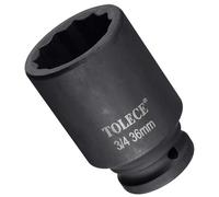 TA-VIGOR 12-Point Deep Impact Socket, 3/4-Inch Drive 36mm Metric Spindle Axle Nut Socket Driver Wrench, Durable CR-MO Steel 78mm Length Nut Impact Socket for Auto Repair Easy Removal