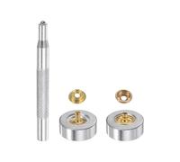 TA-VIGOR 12 Sets 15mm Golden Press Studs Snap Fasteners Kit with 2 Setter Tools and Storage Box, Metal Snap Buttons for Leather Sewing Clothing Jackets Bags Boat Covers DIY Crafts