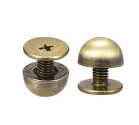 TA-VIGOR 12pc 8x5mm Screw Back Rivets, Leather Studs Solid Round Head Zinc Alloy Studs Spike Screw Rivet for Leather, Craft, Bags, Belts, Shoes, Purse, Feet Nailhead Studs DIY, Bronze