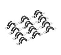 TA-VIGOR 12Pcs 25mm(1") Cable Clamp, Rubber Pipe Strap Rubber Cushioned 304 Stainless Steel Hose Clamp U Shape Metal Clamp Tube Holder for Tube Pipe Wire