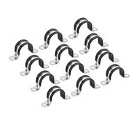 TA-VIGOR 12Pcs Cable Clamp, 30mm Rubber Pipe Strap Rubber Cushioned Stainless Steel Hose Clamp U Shape Metal Clamp Tube Holder for Pipe Tube Wire Fixing, Laying Plumbing, Electricity, Exhaust