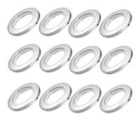 TA-VIGOR 12Pcs Curtain Eyelet Rings, 40mm Curtain Grommets Plastic Rings, DIY Nanoscale Silencing Roman Rings for Window Curtain, Shower Curtain, Locker Room Door Curtains, Bright Silver