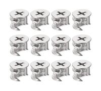 TA-VIGOR 12Pcs Furniture Connecter Cam Lock Nuts Fittings, 14.6mm x 11.5mm Screw Eccentric Fasteners for Cabinet Drawer Dresser Wardrobe Furniture Panel Connecting, Silver