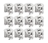 TA-VIGOR 12Pcs Furniture Connecter Cam Lock Nuts Fittings, 15mm x 13.5mm Screw Eccentric Fasteners for Cabinet Drawer Dresser Wardrobe Furniture Panel Connecting, Silver