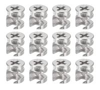 TA-VIGOR 12Pcs Furniture Connecter Cam Lock Nuts Fittings, 9.8mm x 10.25mm Screw Eccentric Fasteners for Cabinet Drawer Dresser Wardrobe Furniture Panel Connecting, Silver