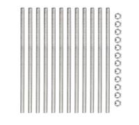 TA-VIGOR 12Pcs M4 x 250mm Fully Threaded Rod, 304 Stainless Steel Studding Rod Bar, Right Hand Threads Rods with 12Pcs Hex Nuts for Anchor Bolts, Clamps, Hangers and U-Bolts