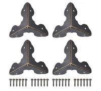 TA-VIGOR 12Pcs Metal Corner Protectors, 33 x 33 x 33mm Edge Guard Decorative Corner Bracket, Bronze Angle Brace Cover for Tables Chests Suitcase Jewelry Box, with 72Pcs Screws