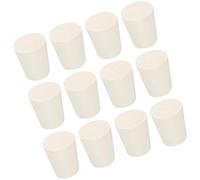 TA-VIGOR 12Pcs Rubber Tapered Plug, 17mm to 23mm Solid Silicone Stopper, Tapered Lab Seal Rubber Stoppers Lab Plug with Hole Test Tube Bungs for Lab Home Flasks Glass Containers Test Tube, White