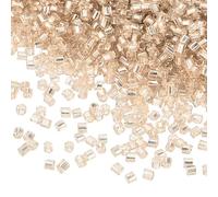 TA-VIGOR 1400Pcs Glass Bugle Beads, 1.5x1.5mm Small Loose Spacer Seed Beads with 0.6mm Hole for DIY Bracelets Necklaces Jewellery Making, Silver-Champagne