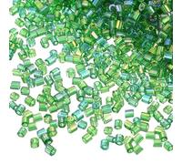 TA-VIGOR 1400Pcs Glass Bugle Beads, 1.5x1.5mm Small Loose Spacer Seed Beads with 0.6mm Hole for DIY Bracelets Necklaces Jewellery Making, Dark Green