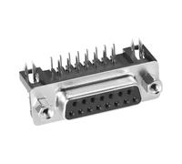 TA-VIGOR 15-Pin D-Sub Female Connector Socket 2-Row Right Angle Solder Cup Port Copper Alloy Contacts Black for Data Transmission and Mechanical Equipment, Pack of 10