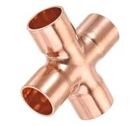 TA-VIGOR 15mm ID 4-Way Copper Cross Pipe Fitting, End Feed Equal Pipe Connector Copper Coupling for HVAC, Plumbing & Refrigeration - 1PCS