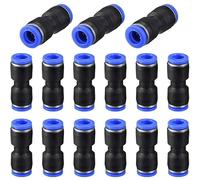 TA-VIGOR 15Pcs 8mm Straight Push Fit Connectors, Plastic Push to Connect Tube Fittings with Lock Clip, Air Line Union Coupler, Blue