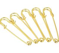 TA-VIGOR 15Pcs Large Safety Pins, 15mm Strong Extra Sturdy Bulk Blanket Pin, Heavy Duty Metal Sewing Pins for Clothes Blankets Crafts Skirts Mattress Tablecloth Thick Fabric Leather,Gold