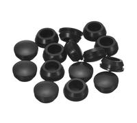 TA-VIGOR 15Pcs Silicone Snap in Locking Hole Plugs, Rubber Panel Seal Cover Flush Type Panel Round for 14-15mm Hole, Hole Stoppers for Kitchen Rubber Bulkheads Waterproof Sealing Plugs, Black
