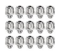 TA-VIGOR 15Pcs Straight Grease Nipples Fitting, M10 x 1mm Metric Thread Nickel-Plated Iron Hydraulic Grease Fitting Accessories for Automotive, Agricultural & Industrial Machinery