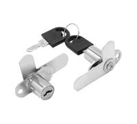 TA-VIGOR 16mm Zinc Alloy Double Door Cabinet Lock with 7-Shaped Locking Rod for Filing Cabinets, Mailboxes and Metal Furniture, Keys Different, Silver