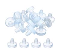 TA-VIGOR 16Pcs Clear Rubber Bumpers with Stem 6.5mm/0.26Inch - Glass Table Top Bumpers, Anti-Slip Cabinet Door Pads, Furniture Spacers for 1/4Inch Hole, Soft Round Rubber Bumper Protectors