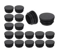 TA-VIGOR 18 Pcs Round Plastic End Caps 35mm(1.38 Inch), Black PE Pipe Plug Inserts for Chair Table Furniture Legs, Glide Floor Protector Tube Caps for Bench Stool Frame, Tubing Pipe End Covers
