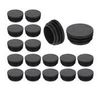 TA-VIGOR 18 Pcs Round Plastic End Caps 38mm(1.5 Inch), Black PE Pipe Plug Inserts for Chair Table Furniture Legs, Glide Floor Protector Tube Caps for Bench Stool Frame, Tubing Pipe End Covers