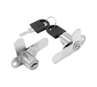 TA-VIGOR 19mm Zinc Alloy Double Door Cabinet Lock with 7-Shaped Locking Rod for Filing Cabinets, Mailboxes and Metal Furniture, Keys Different, Silver