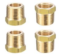 TA-VIGOR 1Pc Reducer Adapter, 3/8 NPT x 1/4 NPT Brass Pipe Fitting Reducer Adapter, Hex Bushing Reducing Connector Fittings for Pipe Connecting Conversion