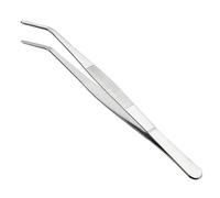 TA-VIGOR 1Pcs 10 Inch Stainless Steel Tweezers with Curved Serrated Tip, Universal Multipurpose Bent TipTweezers Ideal for Cooking, Grilling, Baking, Sewing, Craft