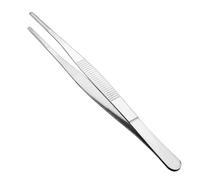 TA-VIGOR 1Pcs 18cm Stainless Steel Straight Blunt Tweezers with Serrated Tips, 7 Inch Kitchen Cooking Tweezers Tongs Multipurpose Tool for Dressing, Craft, and Garden Use