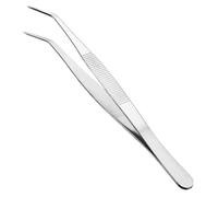 TA-VIGOR 1Pcs 8 Inch Stainless Steel Tweezers with Curved Pointed Serrated Tip, Universal Multipurpose Bent TipTweezers Ideal for Cooking, Grilling, Baking, Sewing, Craft