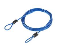 TA-VIGOR 1Pcs Security Steel Cable, 2.5mm x 1.5m / 4.92ft Coated Safety Wire Rope with Double Loop, Flexible Security Cable Lock for Bike, Luggage, Travel and Outdoor Use, Blue