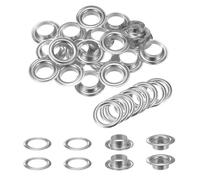 TA-VIGOR 20 Sets Brass Eyelets with Washers 14mm Large Grommets Kit for Fabric Curtain Tarps Leather Belts Shoes Bags DIY Sewing Crafts Reinforcement & Decoration, Silver Tone