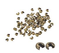 TA-VIGOR 200Pcs Crimp Bead Covers 4mm Metal Round Crimp Beads Knot Covers Open Bead Tips Spacer Beads for Bracelet Necklace Jewellery Making DIY, Bronze