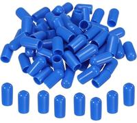 TA-VIGOR 200Pcs Rubber End Caps, 6mm ID Round Flexible Screw End Caps Thread Protectors, Blue Vinyl Bolt Covers Rubber Covers for Screws, Tubes, Cables, Wires, etc