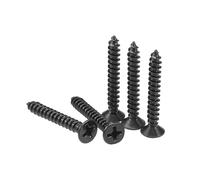 TA-VIGOR 200Pcs Self Tapping Screws, M3.5 Phillips Flat Head Screw, 25mm Countersunk Cross Head Tapping Screws, Carbon Steel Machine Wood Fasteners Bolts for Wood, Drywall, Furniture, Repairing, Black